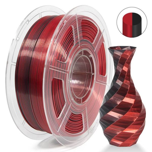 PRINT3DKW New Releases Dual Silk Color PLA filament 1 KG Black Red