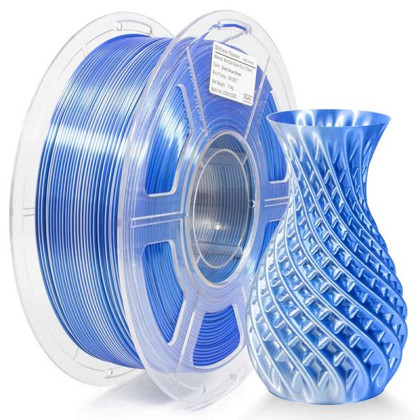 PRINT3DKW New Releases Dual Silk Color PLA filament 1 KG Blue Silver