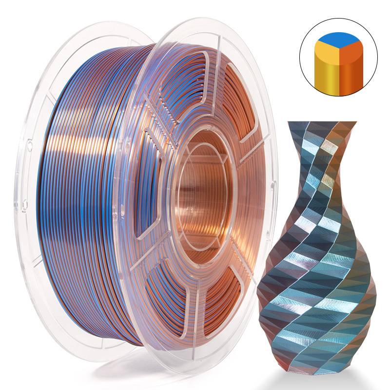 PRINT3DKW New Releases Tri Color Silk PLA filament 1 KG Red Bronze - Blue - Golden