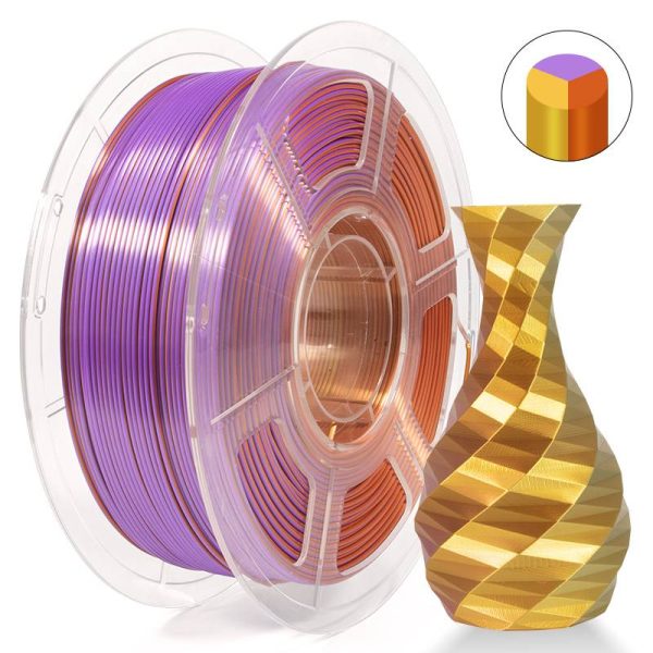 PRINT3DKW New Releases Tri Color Silk PLA filament 1 KG Red Bronze - Golden - Purple