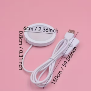 USB Ultra-Thin 8mm Night Light,Silvery Lamp Body - Positive White Light