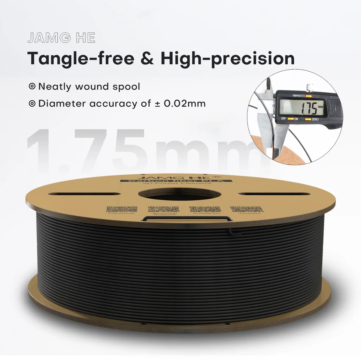 PRINT3DKW (JGH) Carbon Fiber PLA Filament - Image 4